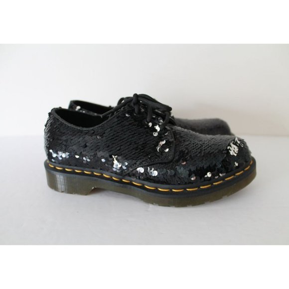 Dr. Martens 1461 Sequin Shoes Black Silver Size 7 - Picture 5 of 9